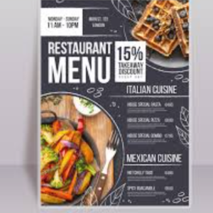 Laminated Restaurant Menus